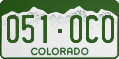 CO license plate 051OCO