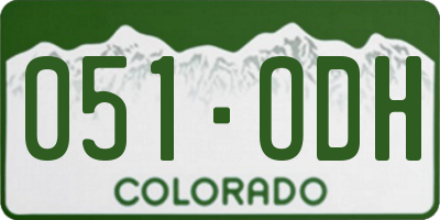 CO license plate 051ODH