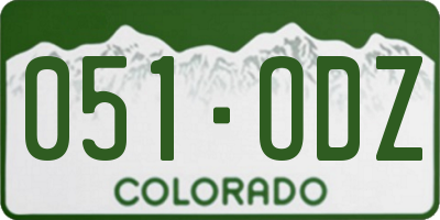 CO license plate 051ODZ
