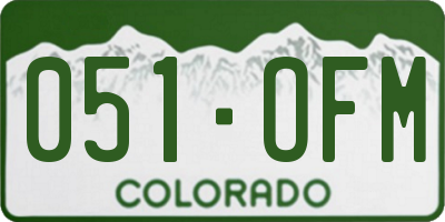 CO license plate 051OFM