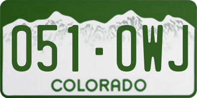 CO license plate 051OWJ
