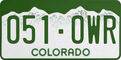 CO license plate 051OWR