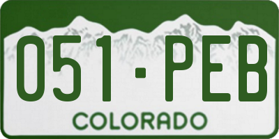 CO license plate 051PEB