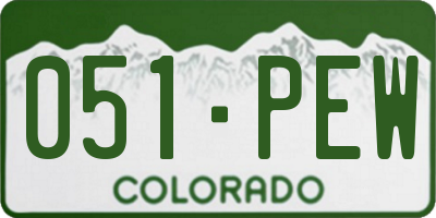 CO license plate 051PEW