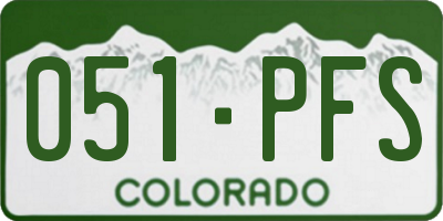 CO license plate 051PFS