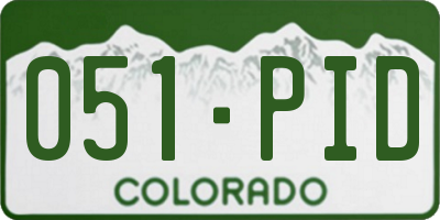 CO license plate 051PID