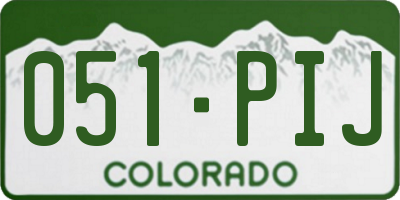 CO license plate 051PIJ
