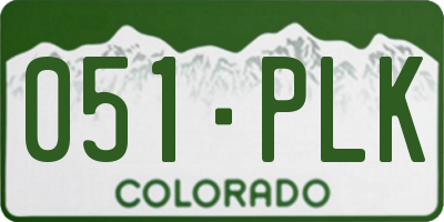 CO license plate 051PLK
