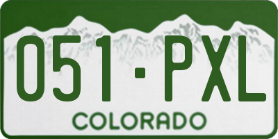 CO license plate 051PXL
