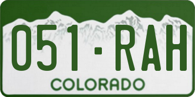 CO license plate 051RAH