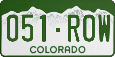 CO license plate 051ROW
