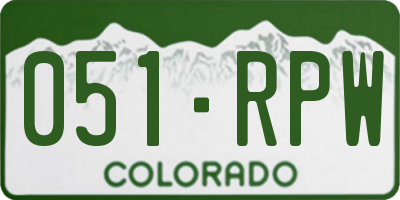 CO license plate 051RPW