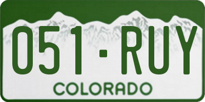 CO license plate 051RUY