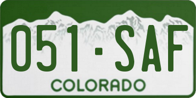 CO license plate 051SAF