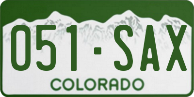 CO license plate 051SAX