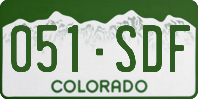CO license plate 051SDF