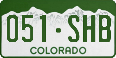 CO license plate 051SHB
