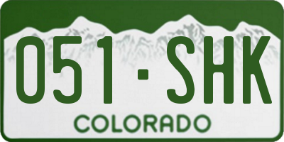 CO license plate 051SHK