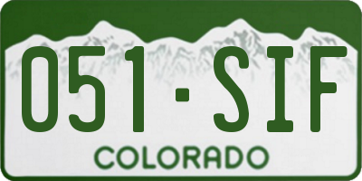 CO license plate 051SIF
