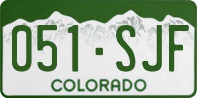 CO license plate 051SJF