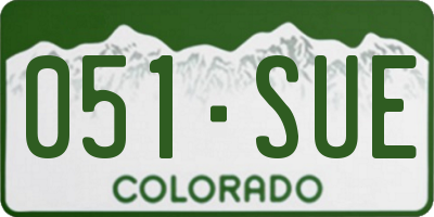 CO license plate 051SUE