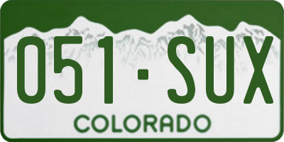 CO license plate 051SUX