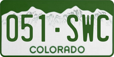 CO license plate 051SWC
