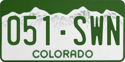 CO license plate 051SWN