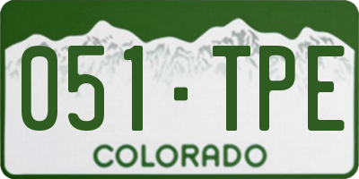 CO license plate 051TPE