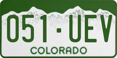 CO license plate 051UEV