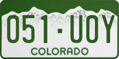 CO license plate 051UOY