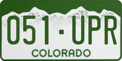 CO license plate 051UPR