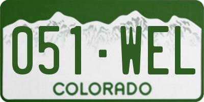 CO license plate 051WEL