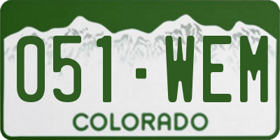 CO license plate 051WEM