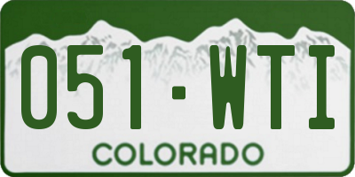 CO license plate 051WTI