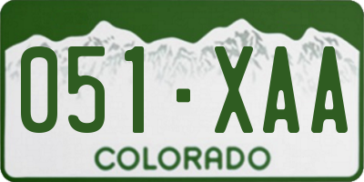 CO license plate 051XAA