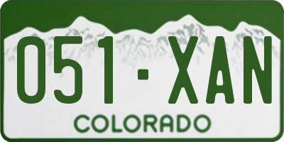 CO license plate 051XAN