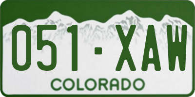 CO license plate 051XAW