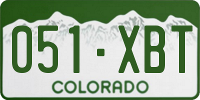 CO license plate 051XBT