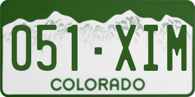 CO license plate 051XIM