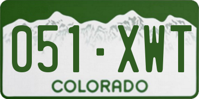 CO license plate 051XWT