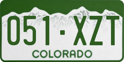 CO license plate 051XZT