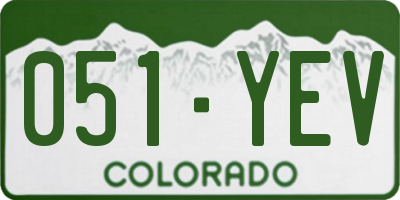 CO license plate 051YEV