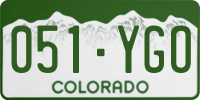 CO license plate 051YGO