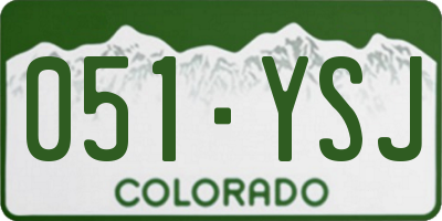 CO license plate 051YSJ
