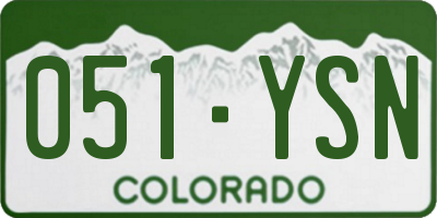 CO license plate 051YSN