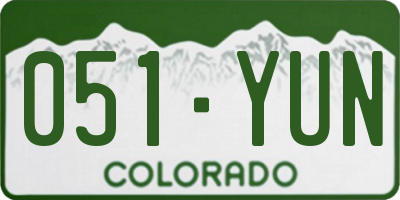 CO license plate 051YUN