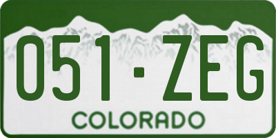 CO license plate 051ZEG