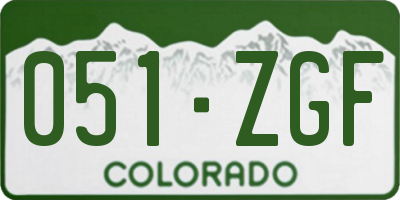 CO license plate 051ZGF