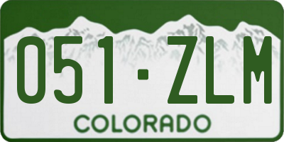 CO license plate 051ZLM